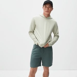 New EVERLANE Heathered Green Opal RENEW AIR Scuba Sweat Shirt Hoodie XS